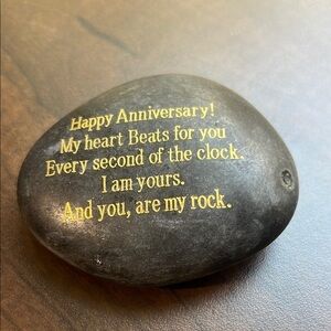NWT — Anniversary Gift Black Stone with Gold Anniversary Inscription